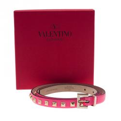 Valentino Neon Pink Rockstud Skinny Belt 85 CM 