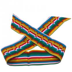 Pre Owned Valentino Multicolor Striped Logo Printed Silk Bandeau
