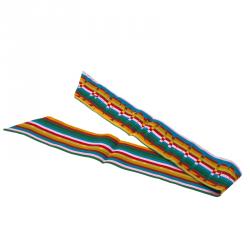 Pre Owned Valentino Multicolor Striped Logo Printed Silk Bandeau