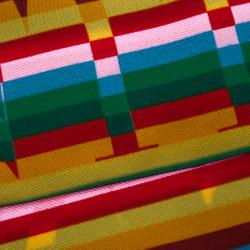 Pre Owned Valentino Multicolor Striped Logo Printed Silk Bandeau