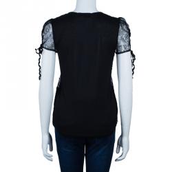 Pre Owned Valentino Black Beaded Top M