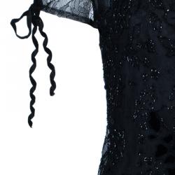 Pre Owned Valentino Black Beaded Top M