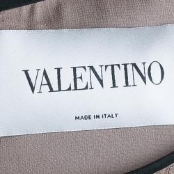 Pre Owned Valentino Black Floral Inset Velvet Gown M