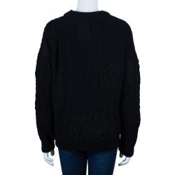 Pre Owned Valentino Black Embroidered Cardigan L