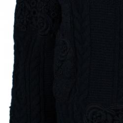 Pre Owned Valentino Black Embroidered Cardigan L