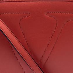 Pre Owned Valentino Red Leather Logo Go Crossbody Bag