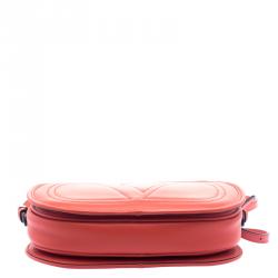 Pre Owned Valentino Red Leather Logo Go Crossbody Bag