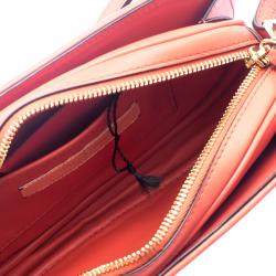 Pre Owned Valentino Red Leather Logo Go Crossbody Bag