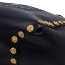Valentino Black Leather Gryphon Zodiac Tote