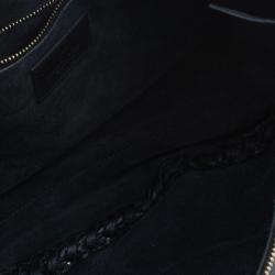 Pre Owned Valentino Black Leather C Rockee Studded Fringe Hobo Bag