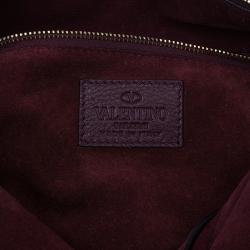 Pre Owned Valentino Burgundy Leather C Rockee Studded Fringe Hobo Bag