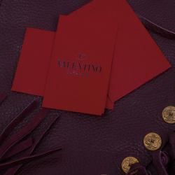 Pre Owned Valentino Burgundy Leather C Rockee Studded Fringe Hobo Bag