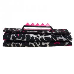 Pre Owned Valentino Pink Leopard Print Pony Hair Rockstud Va Va Voom Shoulder Bag