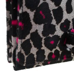 Pre Owned Valentino Pink Leopard Print Pony Hair Rockstud Va Va Voom Shoulder Bag