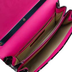 Pre Owned Valentino Pink Leopard Print Pony Hair Rockstud Va Va Voom Shoulder Bag