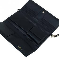 مملوكة مسبقًا محفظة فالنتينو ترافيل بغطاء روكستد جلد سوداء