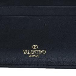 مملوكة مسبقًا محفظة فالنتينو ترافيل بغطاء روكستد جلد سوداء