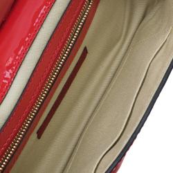 مملوكة مسبقًا Valentino Red/Beige Patent Leather Aphrodite Bow Clutch