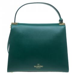 Pre Owned Valentino Green Leather My Rockstud Single Handle Satchel