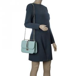 Pre Owned Valentino Pistachio Leather Large Rockstud Lock Flap Bag