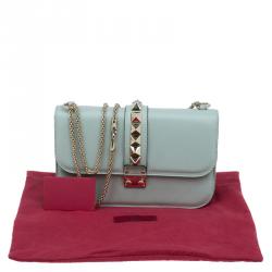 Pre Owned Valentino Pistachio Leather Large Rockstud Lock Flap Bag