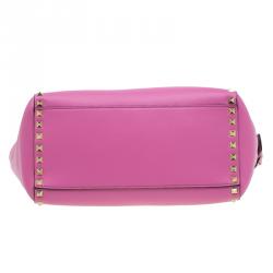 Pre Owned Valentino Pink Leather Small Rockstud Shopper Tote