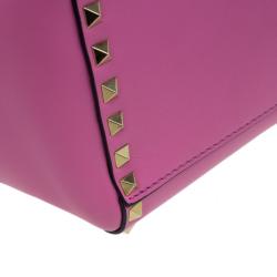 Pre Owned Valentino Pink Leather Small Rockstud Shopper Tote