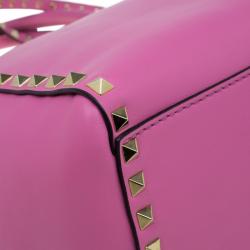 Pre Owned Valentino Pink Leather Small Rockstud Shopper Tote