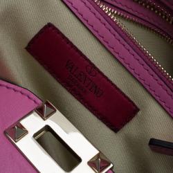 Pre Owned Valentino Pink Leather Small Rockstud Shopper Tote