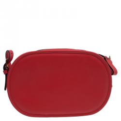 Pre Owned Valentino Red Leather Logo Go Crossbody Bag
