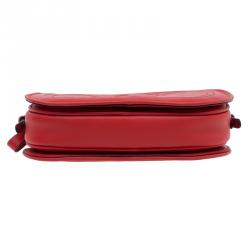 Pre Owned Valentino Red Leather Logo Go Crossbody Bag