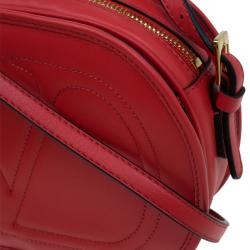 Pre Owned Valentino Red Leather Logo Go Crossbody Bag