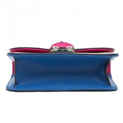 Pre Owned Valentino Multicolor Leather Mini Rockstud Lock Flap Crossbody Bag