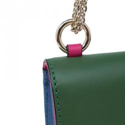 Pre Owned Valentino Multicolor Leather Mini Rockstud Lock Flap Crossbody Bag