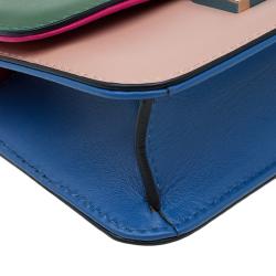 Pre Owned Valentino Multicolor Leather Mini Rockstud Lock Flap Crossbody Bag
