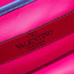 Pre Owned Valentino Multicolor Leather Mini Rockstud Lock Flap Crossbody Bag