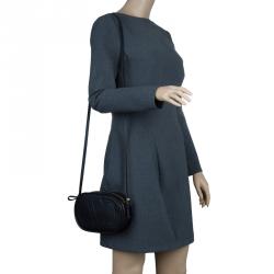 Pre Owned حقيبة كروس فالنتينو لوجو جو جلد أسود