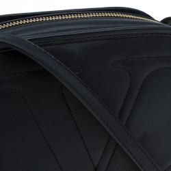 Pre Owned حقيبة كروس فالنتينو لوجو جو جلد أسود