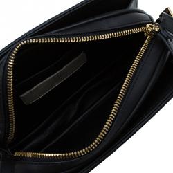 Pre Owned حقيبة كروس فالنتينو لوجو جو جلد أسود