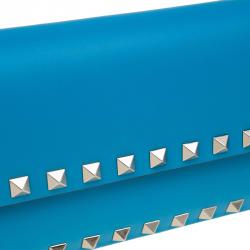 Pre Owned Valentino Blue Leather Rockstud Bangle Clutch