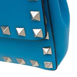 Pre Owned Valentino Blue Leather Rockstud Bangle Clutch