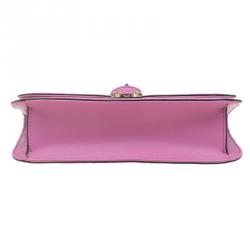 Pre Owned Valentino Pink Leather Rockstud Medium Glam Lock Flap Bag