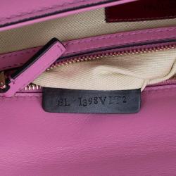 Pre Owned Valentino Pink Leather Rockstud Medium Glam Lock Flap Bag