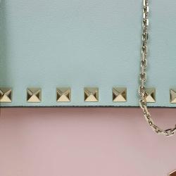 Pre Owned Valentino Tri Color Leather Rockstud Saddle Crossbody Bag