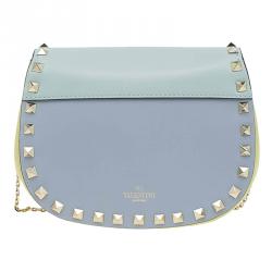 Pre Owned Valentino Tri Color Leather Rockstud Saddle Crossbody Bag