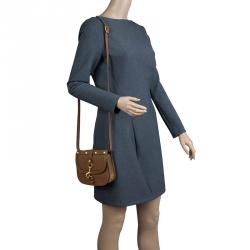 Pre Owned Valentino Brown Leather Small Snap Hook Closure Shoulder Bag