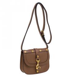 Pre Owned Valentino Brown Leather Small Snap Hook Closure Shoulder Bag