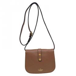 Pre Owned Valentino Brown Leather Small Snap Hook Closure Shoulder Bag