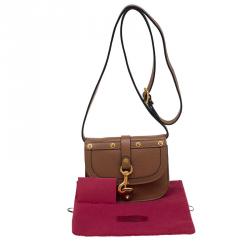 Pre Owned Valentino Brown Leather Small Snap Hook Closure Shoulder Bag