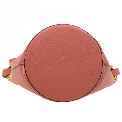 Pre Owned Valentino Peach Leather Eye On You Vitello Bucket Bag